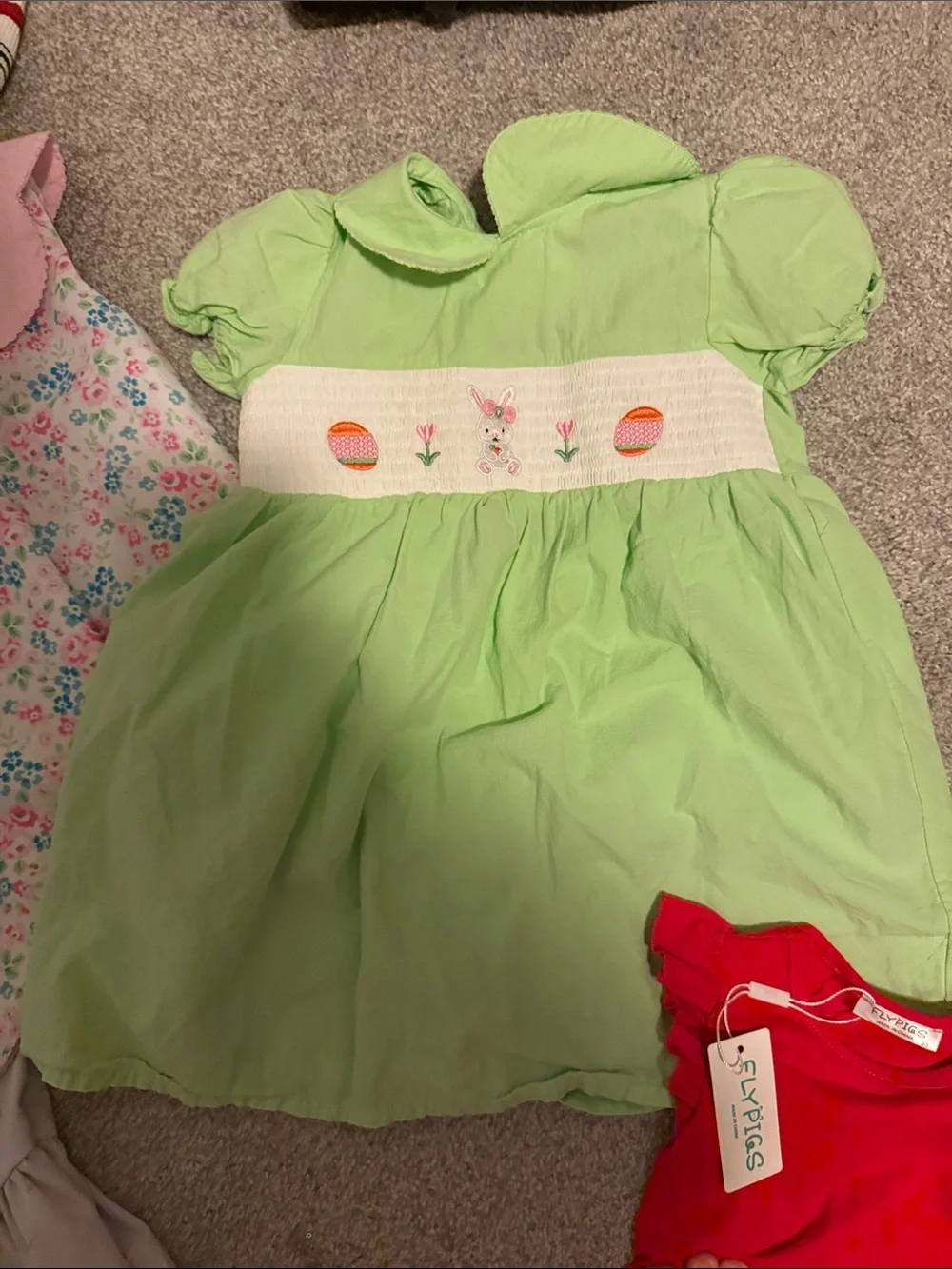 Girls Mint Green Smocked One-Piece Dress Bundle 9 items
